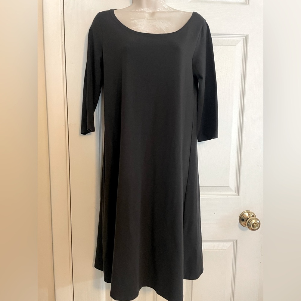 Eileen‎ Fisher Black Organic Cotton T-Shirt Dress